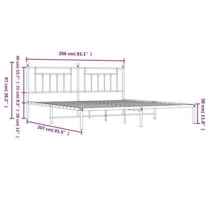 Bed Frame | White | Steel | Double | Bed Frame | Rectangular | Industrial