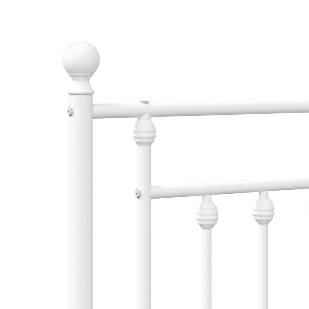 Metal Bed Frame without Mattress with Footboard White 90x190cm