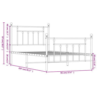 Bed Frame | White | Powder-coated steel | Single |  Durable  | Bed Frame