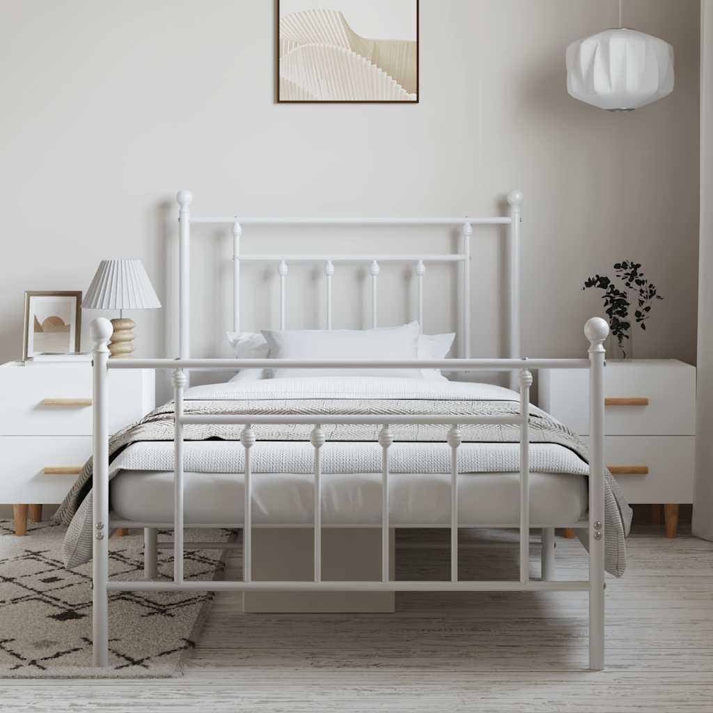 Bed Frame | White | Powder-Coated Steel | Single | Bed Frame