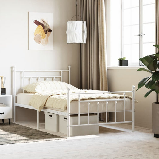Bed Frame | White | Powder-Coated Steel | Single | Bed Frame
