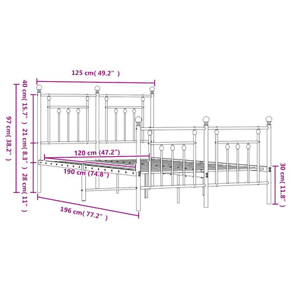 Bed Frame | White | Powder-Coated Steel | Small Double | Bed Frame