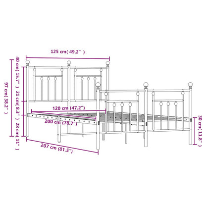 Bed Frame | White | Powder-Coated Steel | 120x200 cm | Bed Frame