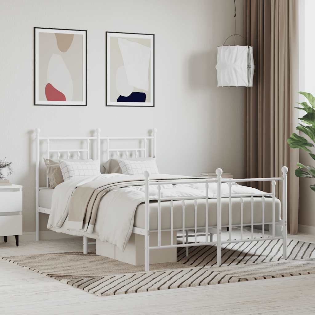 Bed Frame | White | Powder-Coated Steel | 120x200 cm | Bed Frame