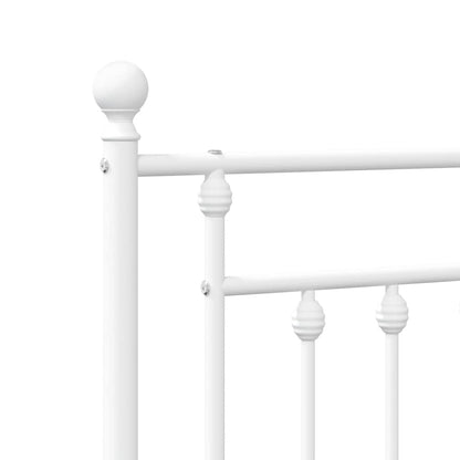 Metal Bed Frame without Mattress with Footboard White 135x190cm