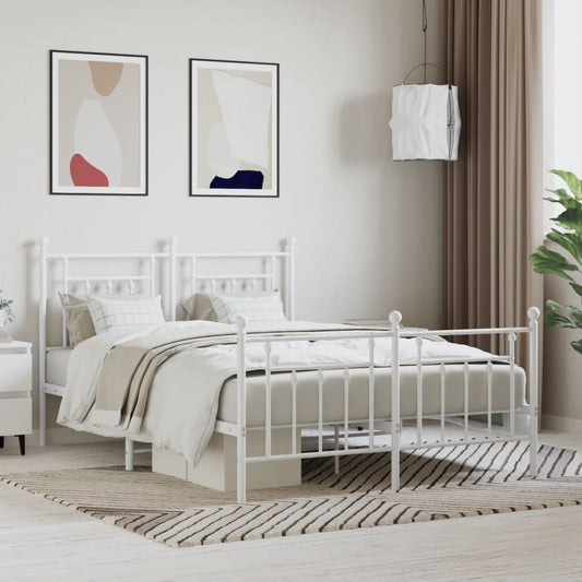 Bed Frame | White | Steel | Double | Bed Frame | Rectangular
