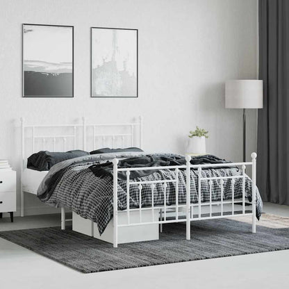 Bed Frame | White | Steel | Double | Durable | Bed Frame | Rectangular