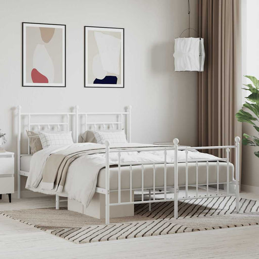 Bed Frame | White | Steel | Double | Durable | Bed Frame | Rectangular