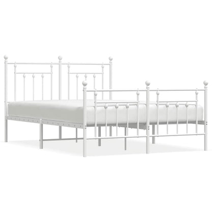 Metal Bed Frame without Mattress with Footboard White 150x200cm