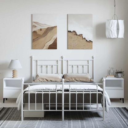 Metal Bed Frame without Mattress with Footboard White 150x200cm