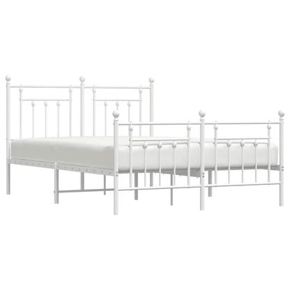 Metal Bed Frame without Mattress with Footboard White 150x200cm