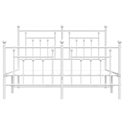 Metal Bed Frame without Mattress with Footboard White 150x200cm
