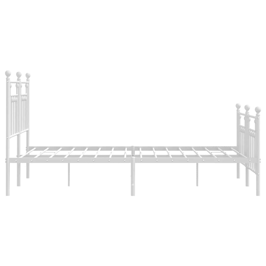 Metal Bed Frame without Mattress with Footboard White 150x200cm