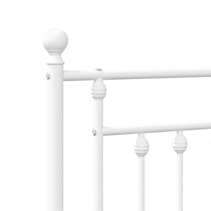 Metal Bed Frame without Mattress with Footboard White 150x200cm