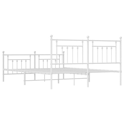 Metal Bed Frame without Mattress with Footboard White 183x213cm