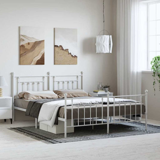 Bed Frame | White | Powder-Coated Steel | Double | Double Bed Frame