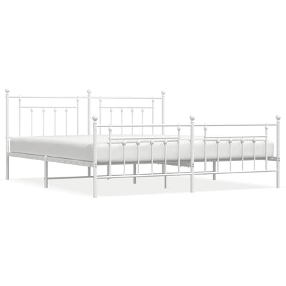 Bed Frame | White | Powder-Coated Steel | 193 x 203 cm | Industrial