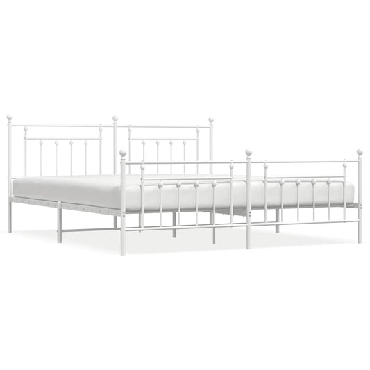 Bed Frame | White | Powder-Coated Steel | 193 x 203 cm | Industrial