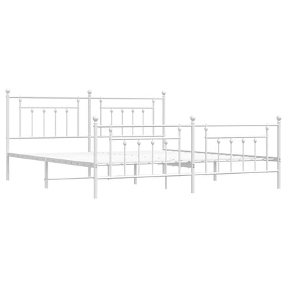 Bed Frame | White | Powder-Coated Steel | 193 x 203 cm | Industrial