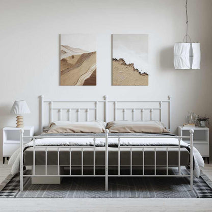 Bed Frame | White | Powder-Coated Steel | 193 x 203 cm | Industrial