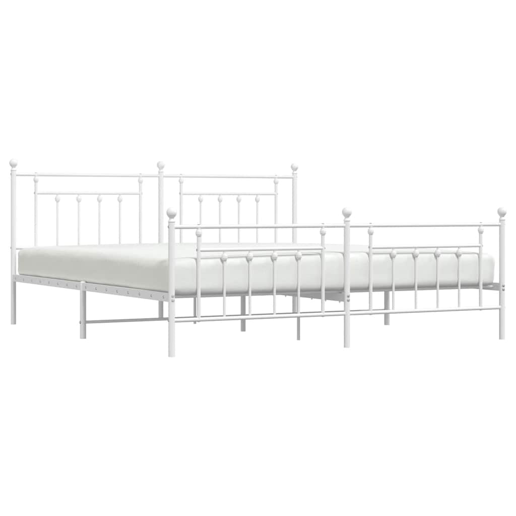 Bed Frame | White | Powder-Coated Steel | 193 x 203 cm | Industrial