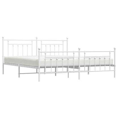 Bed Frame | White | Powder-Coated Steel | 193 x 203 cm | Industrial