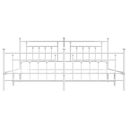 Bed Frame | White | Powder-Coated Steel | 193 x 203 cm | Industrial