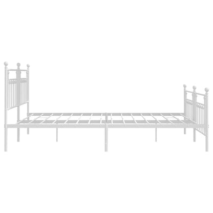 Bed Frame | White | Powder-Coated Steel | 193 x 203 cm | Industrial
