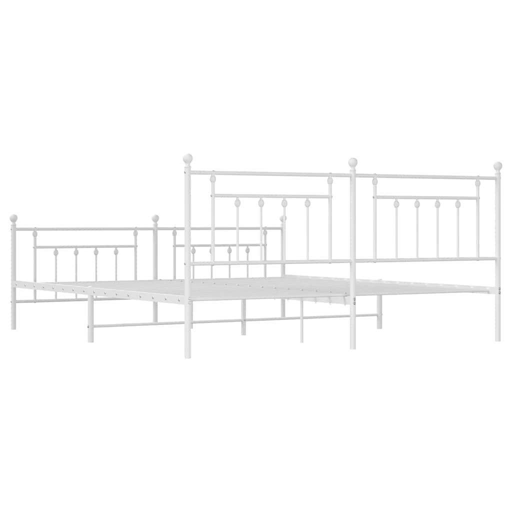 Bed Frame | White | Powder-Coated Steel | 193 x 203 cm | Industrial