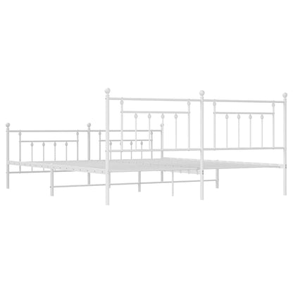 Bed Frame | White | Powder-Coated Steel | 193 x 203 cm | Industrial