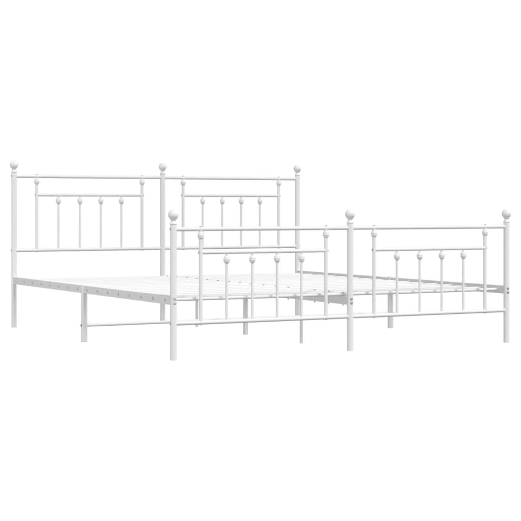 Bed Frame | White | Powder-Coated Steel | Double | Industrial | Bed Frame