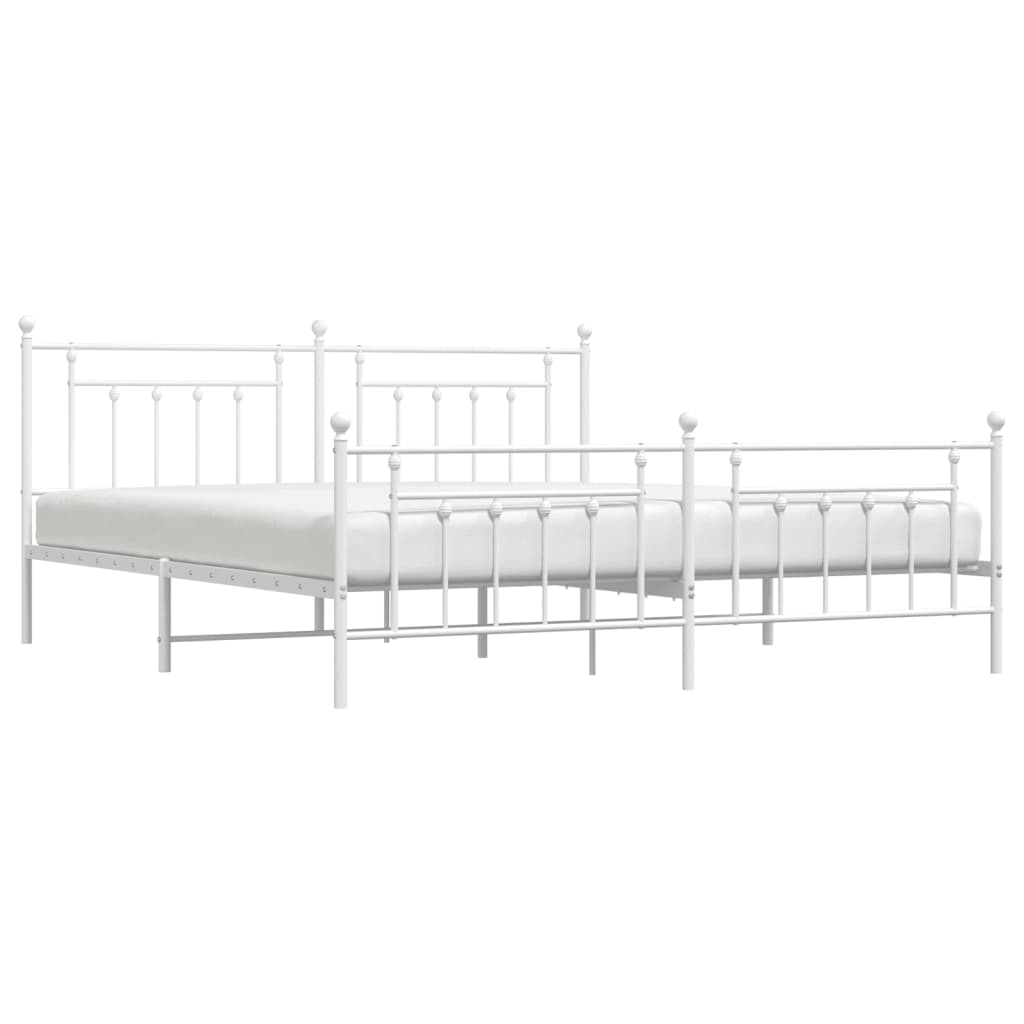 Bed Frame | White | Powder-Coated Steel | Double | Industrial | Bed Frame