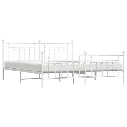 Bed Frame | White | Powder-Coated Steel | Double | Industrial | Bed Frame