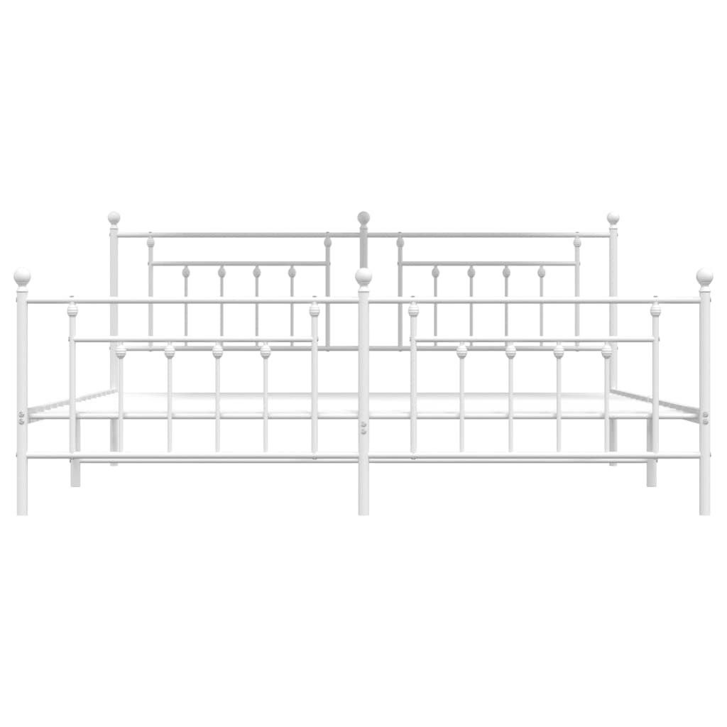 Bed Frame | White | Powder-Coated Steel | Double | Industrial | Bed Frame