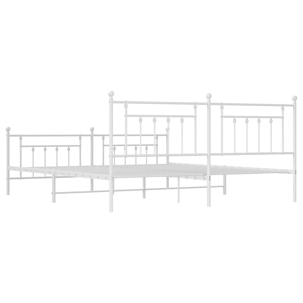 Bed Frame | White | Powder-Coated Steel | Double | Industrial | Bed Frame