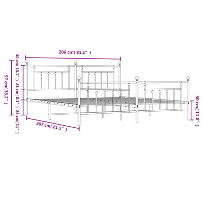 Bed Frame | White | Powder-Coated Steel | Double | Industrial | Bed Frame