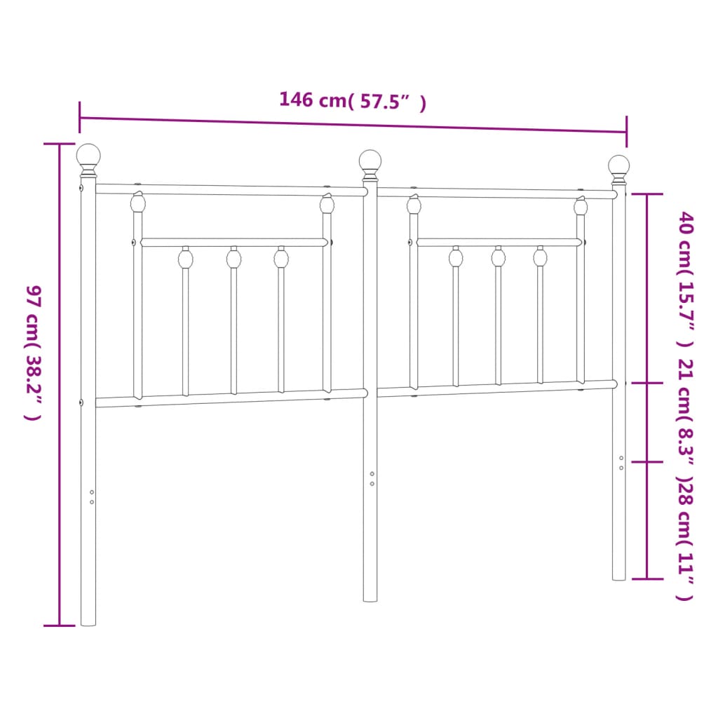 Metal Replace Headboard White 140 cm