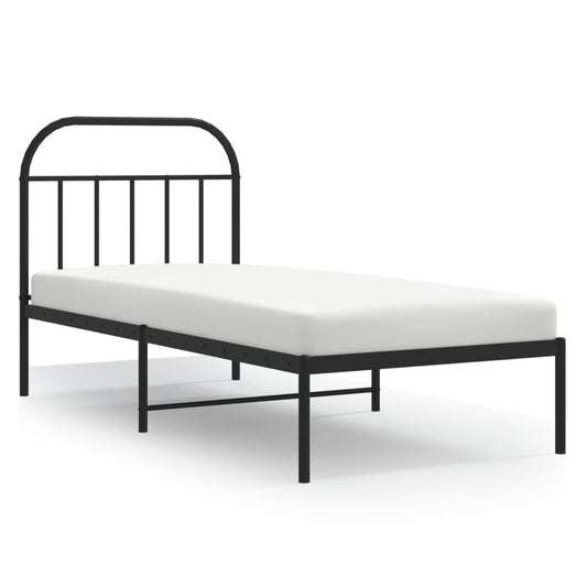 Metal Bed Frame without Mattress with Headboard Black 80x200cm