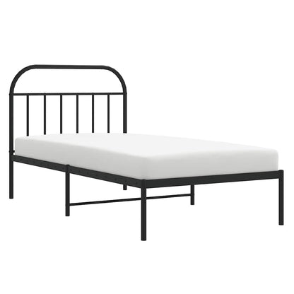 Metal Bed Frame without Mattress with Headboard Black 100x200cm