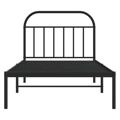 Metal Bed Frame without Mattress with Headboard Black 100x200cm