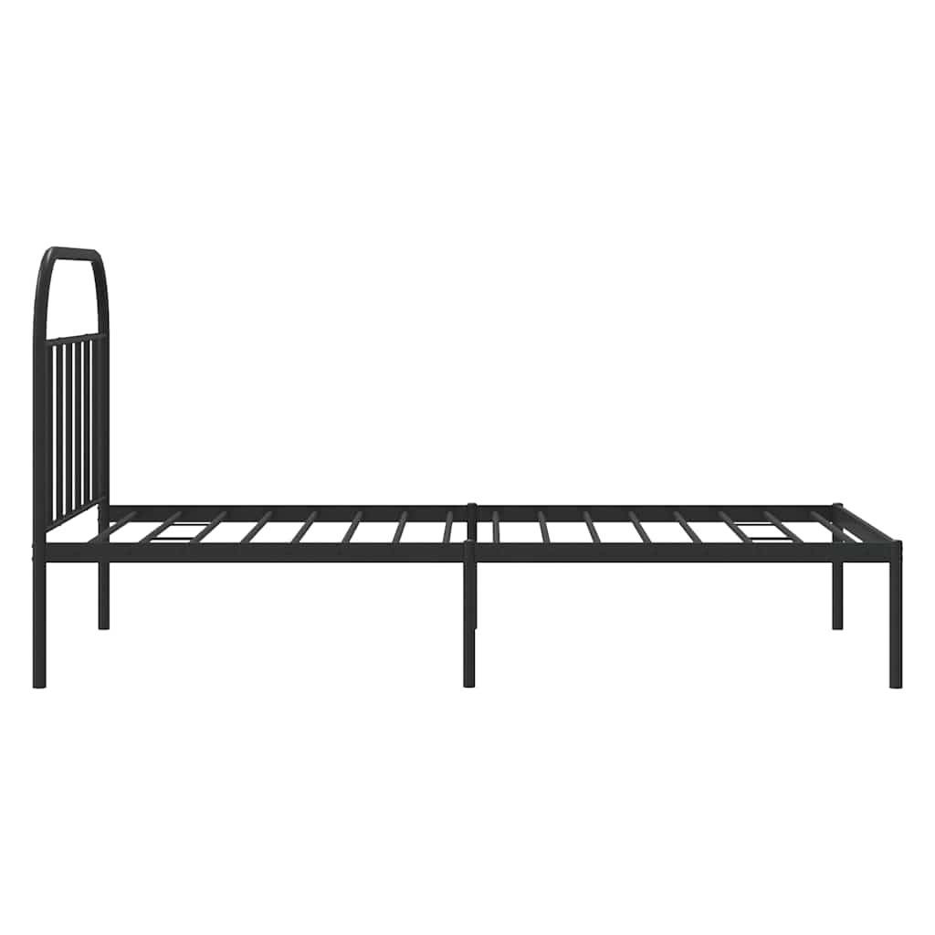 Metal Bed Frame without Mattress with Headboard Black 100x200cm