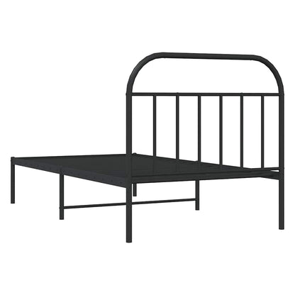 Metal Bed Frame without Mattress with Headboard Black 100x200cm