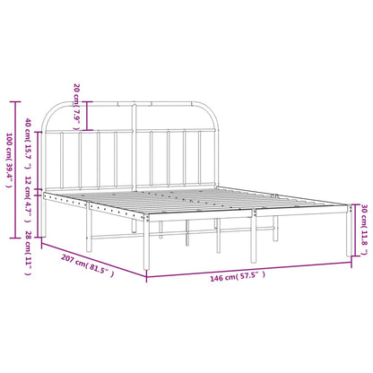 Bed Frame | Black | Powder-Coated Steel | 140 x 200 cm | Bed Frame