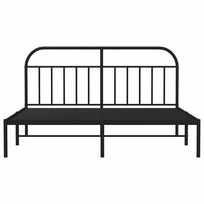 Metal Bed Frame without Mattress with Headboard Black 180x200cm