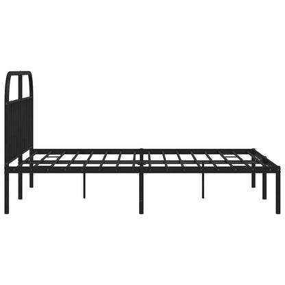 Metal Bed Frame without Mattress with Headboard Black 180x200cm