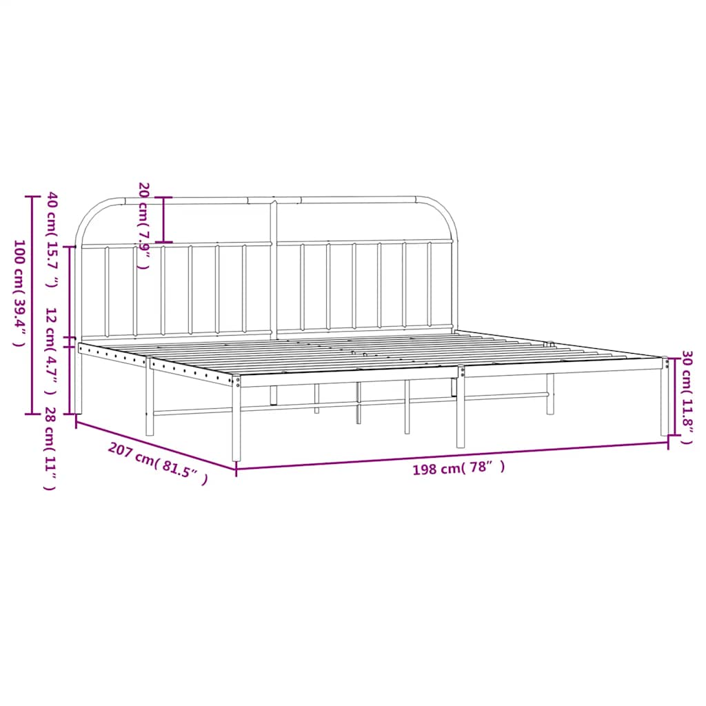 Bed Frame | Black | Powder-Coated Steel | Double | Bed Frame