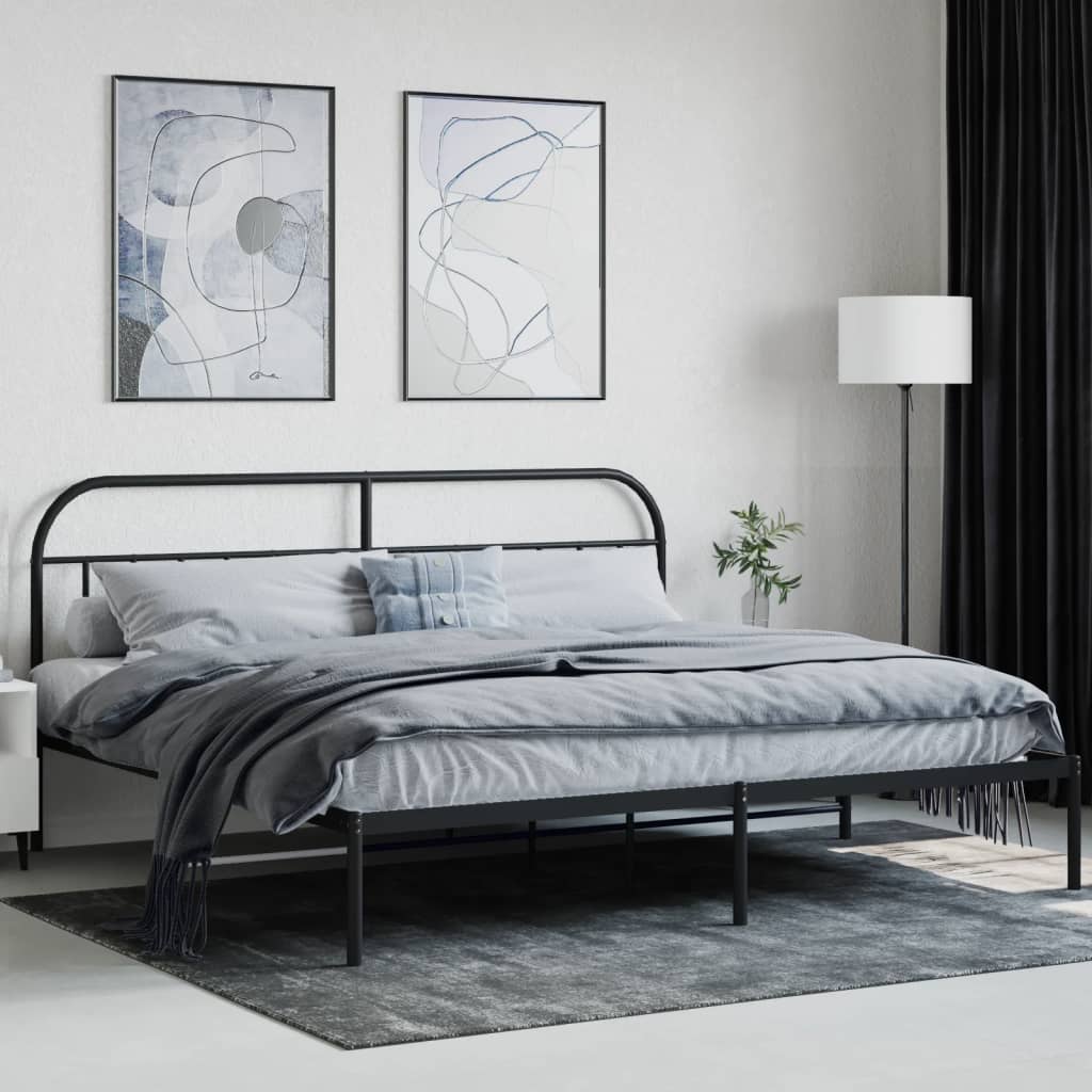 Bed Frame | Black | Powder-Coated Steel | 200x200cm | Bed Frame
