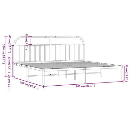 Bed Frame | Black | Powder-Coated Steel | 200x200cm | Bed Frame