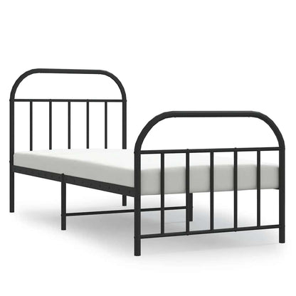 Metal Bed Frame without Mattress with Footboard Black 90x190cm