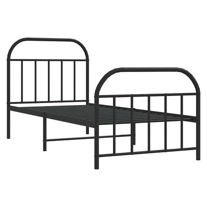 Metal Bed Frame without Mattress with Footboard Black 90x190cm